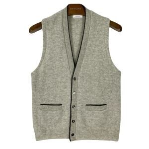 Nwot Vintage SEARS Sweater Vest Mens Large Grey 100% Virgin Australian Lamb Wool